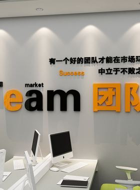 办公室墙面装饰企业文化团队励志标语公司背景高级感布置会议氛围