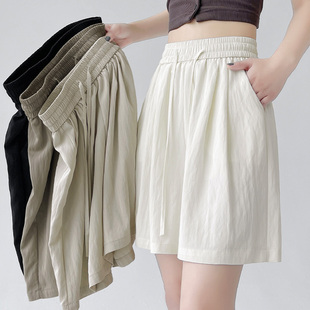 冰丝山本短裤女款夏季2025新款阔腿中裤子夏天薄款休闲运动五分裤