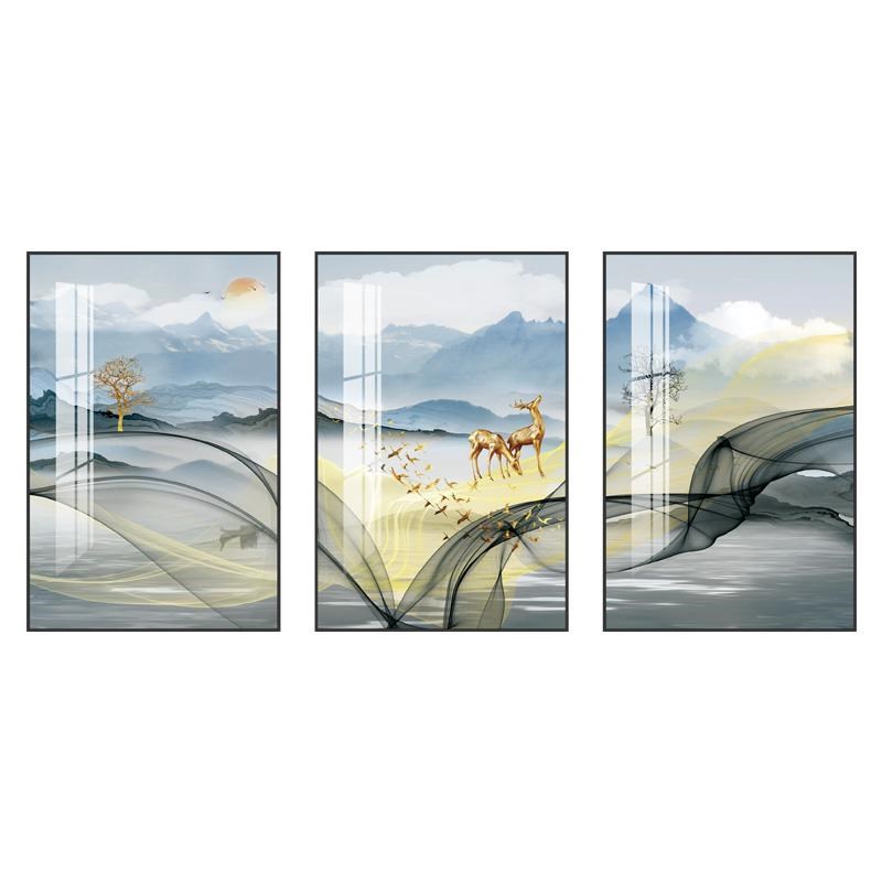 网红轻现联代简墙约客厅装发饰画沙背景挂画北欧大油画墙画气奢三