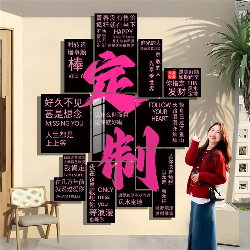 网红打卡拍照区布置背景墙装饰饭店烧烤茶室墙面画城市地名氛围感