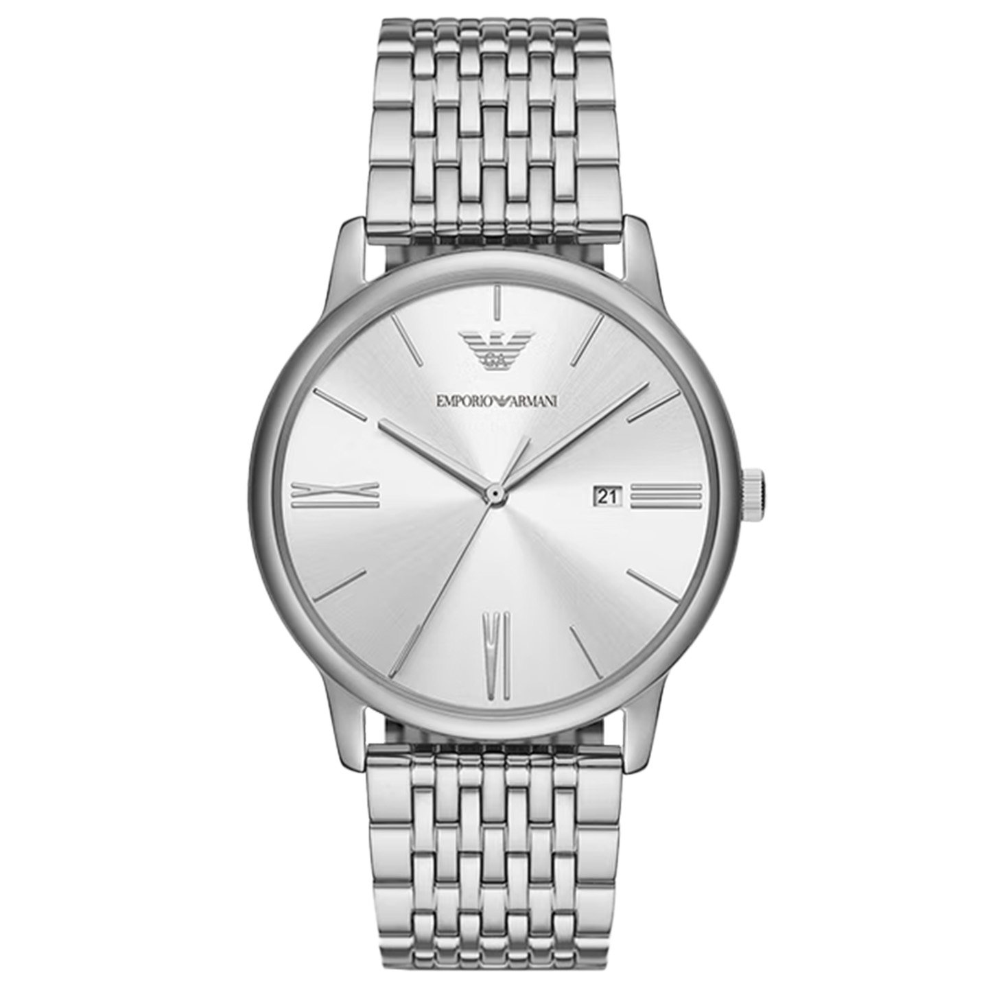 Emporio Armani/阿玛尼手表男士简约商务系列银色石英表AR11599