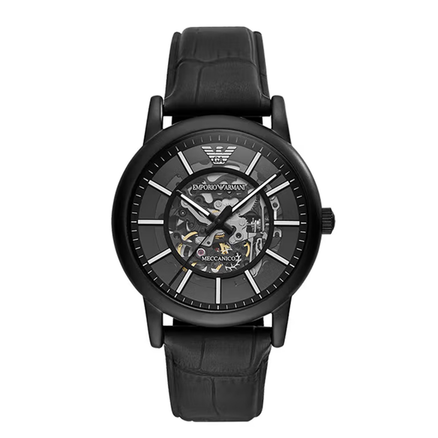 Emporio Armani/阿玛尼手表男士黑武士系列 潮酷皮带镂空机械表