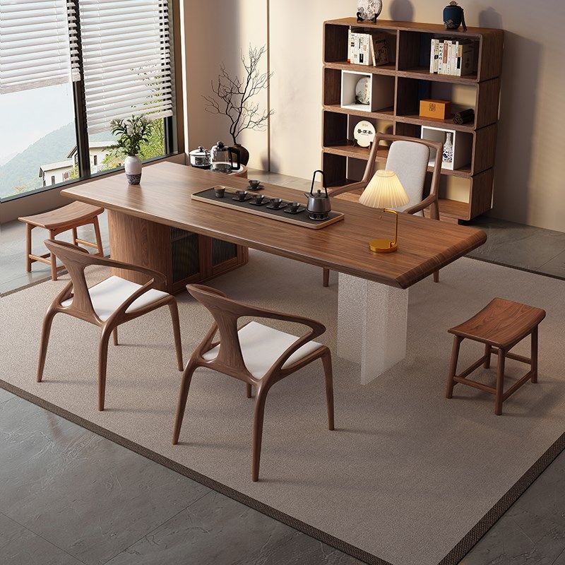 北美黑胡桃木茶桌椅组合新中式大板实木茶台办公室家用茶桌大茶台,住宅家具,家用茶台/茶桌,淘宝优惠券,粉丝福利购,淘宝优惠卷