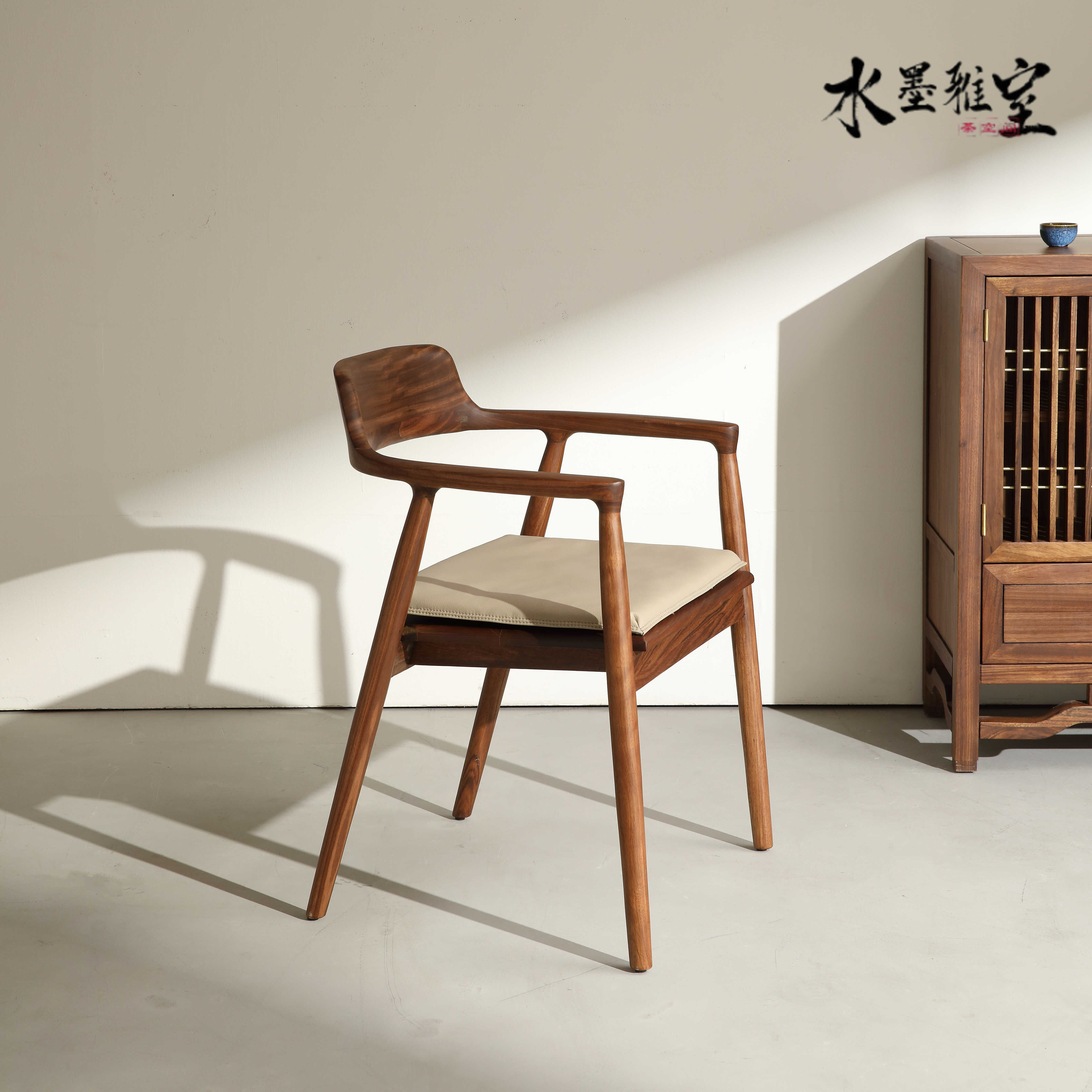 新中式实木餐椅茶椅靠背椅书椅圈椅茶凳子黑胡桃木广岛椅子洽谈椅,住宅家具,餐椅,淘宝优惠券,粉丝福利购,淘宝优惠卷