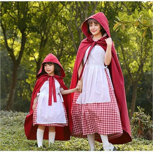 万圣节儿童服装新款小红帽演出服万圣节亲子服装话剧舞台表演服