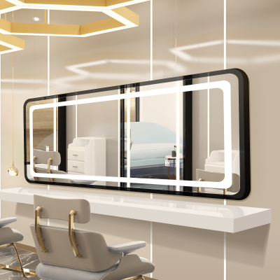 网红理发店镜子带灯烫染区长镜大通镜台发廊专用美发镜横挂可拼接