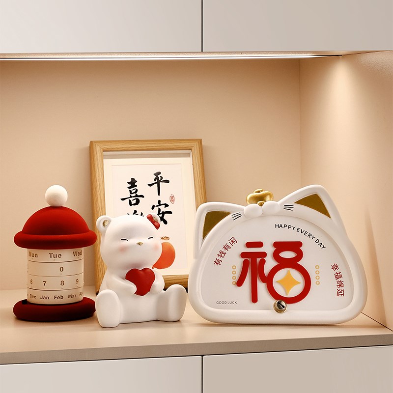 创意招财猫福字摆台家居饰品摆件玄关装饰客厅电视柜桌面高档画框