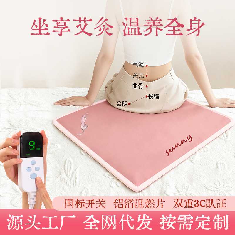 艾灸坐垫电加热艾绒红花热敷坐垫办公室暖臀部屁股久坐艾草坐灸垫