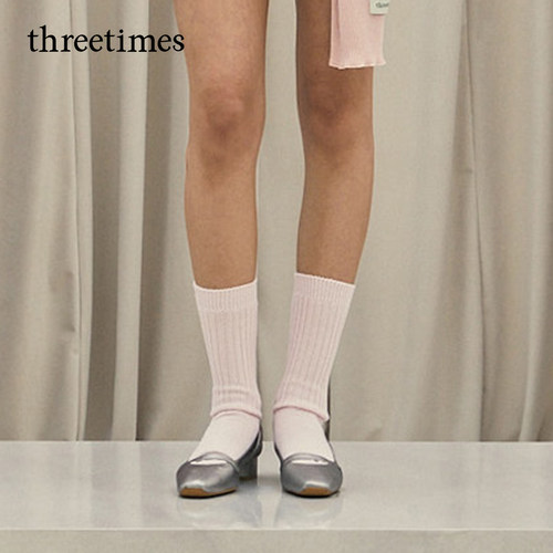 threetimes韩系百搭堆堆袜子春秋季高筒袜女长袜时尚小众显瘦休闲