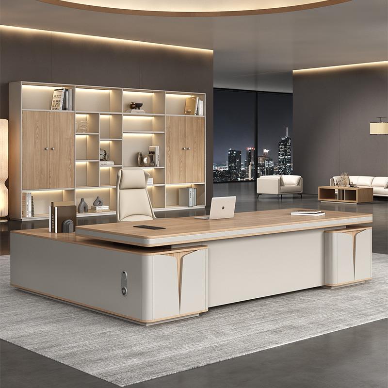 简约现代老板桌办公桌椅组合轻奢高级感主管桌总裁桌办公桌大班台