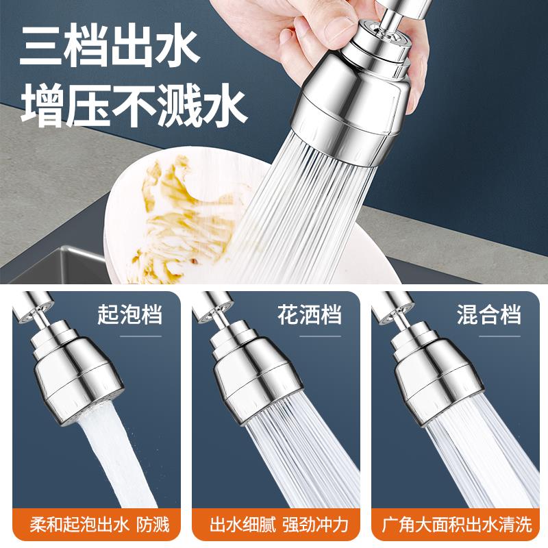 厨房水龙头延伸器防溅神器洗菜盆专用冷热通用万向外接全铜花洒嘴