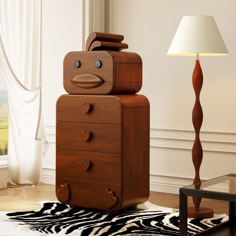 中古风五斗柜实木卧室收纳柜法式斗柜储物柜艺术设计客厅边柜