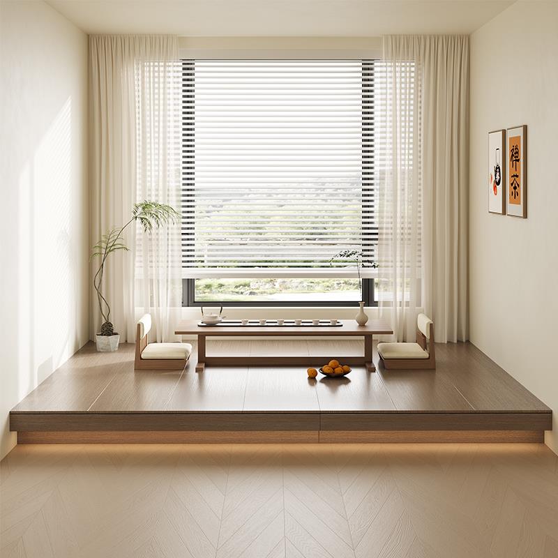 简约现代榻榻米床双人日式矮床阁楼地铺地台休闲台实木定制落地床