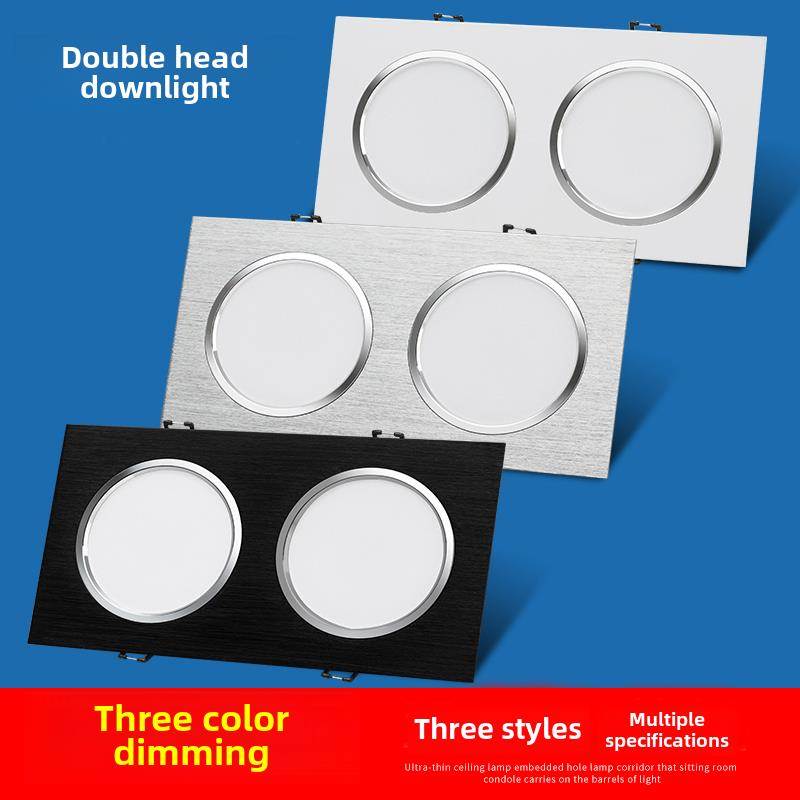 双头筒灯Led天花板格栅灯矩形嵌入式天花板聚光灯大胆的光通道三