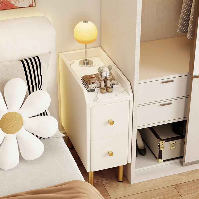 极窄床头柜实木简约现代卧室床边柜2025新款小型超窄皮质收纳柜子