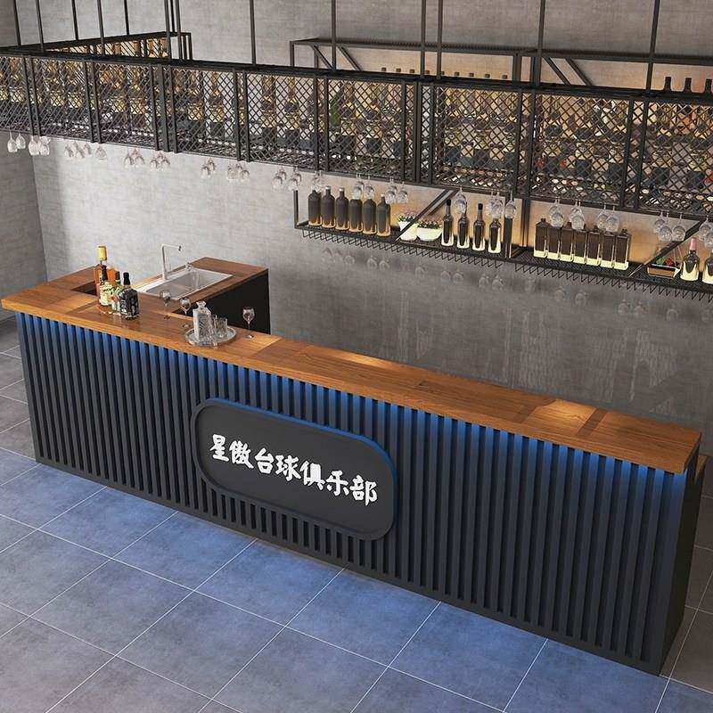 需定制铁艺收银台店铺小型台球厅工业风酒吧吧台餐厅桌球馆转角收