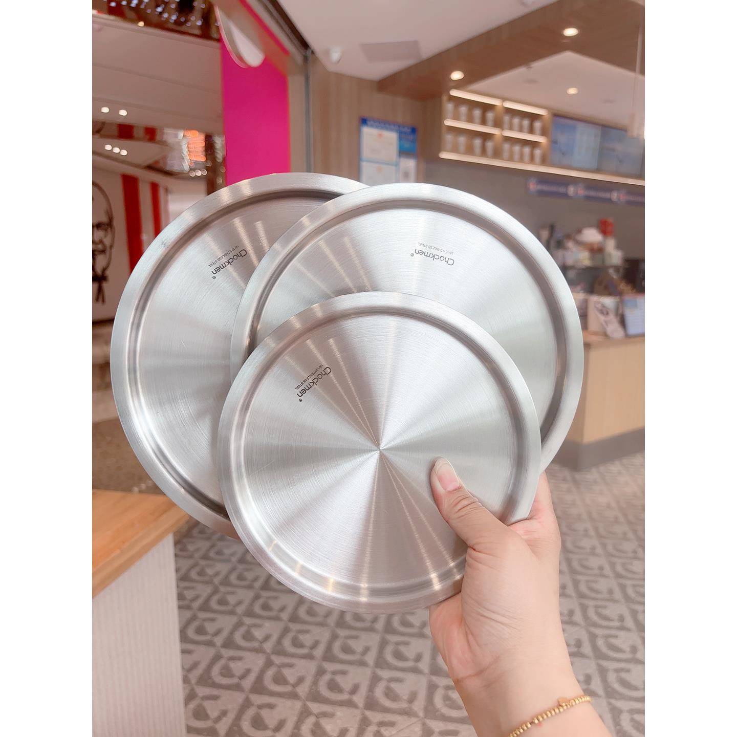 chockmen卓德铭18/10不锈钢加厚锅盖圆形通用盖子保鲜盖平盖菜盘