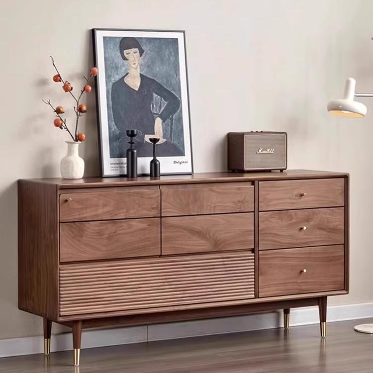 北美黑胡桃八斗柜日式原木储物收纳抽屉电视橱简约北欧卧室床尾柜