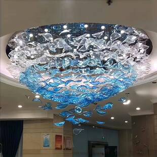珠宝店空中吊饰餐厅店铺天花板装饰酒店创意工程玻璃圆片盘子挂饰