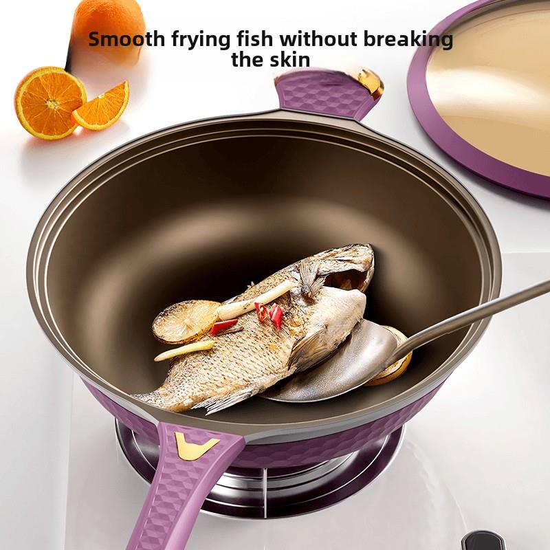 国王嫂子接吻双色钛不粘锅健康少油少烟炒锅燃气电磁炉全炉通用