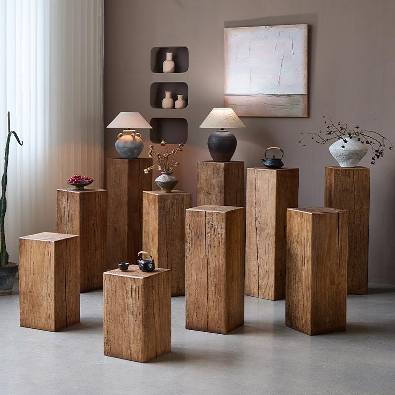 民宿摆件底座木桩展示台根雕花架酒店沙发边角几实木墩子客厅树桩
