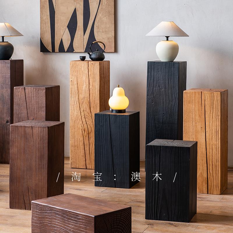 沙发边几角几实木墩子原木展示台酒店民宿木桩底座服装店花架摆件