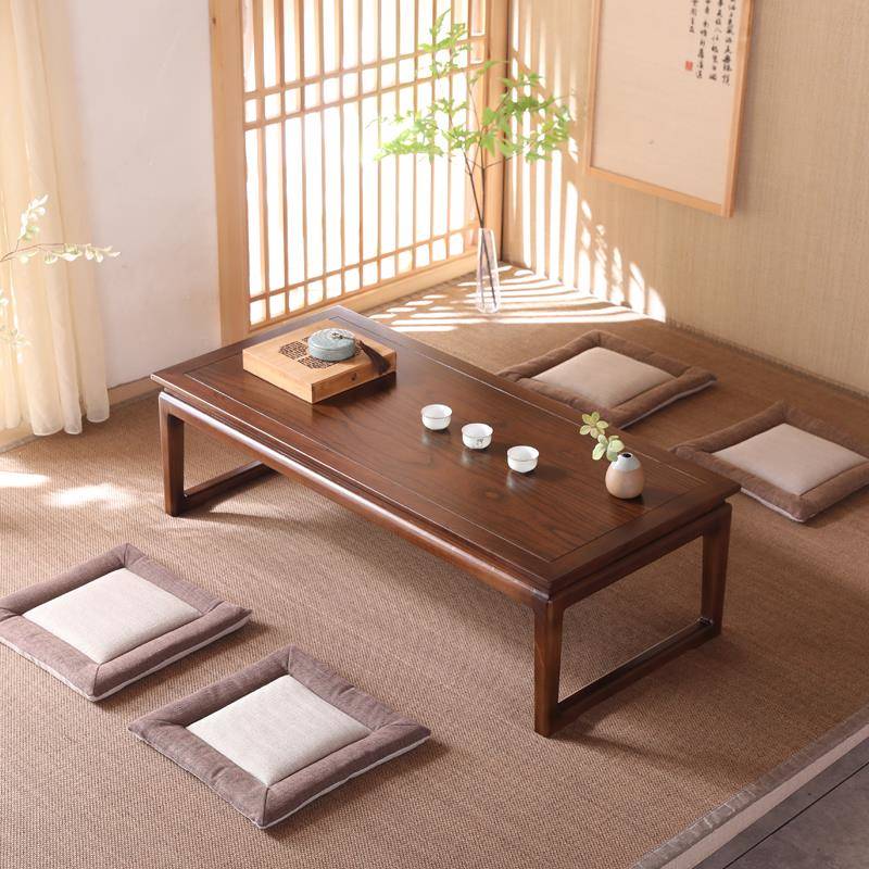 榻榻米茶几实木炕桌新中式飘窗桌榆木茶桌简约小桌子日式矮桌