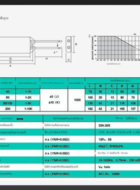 RXPC船型铝壳变频器启动缓冲制动电阻60W80W100W5R10R20R30R40R