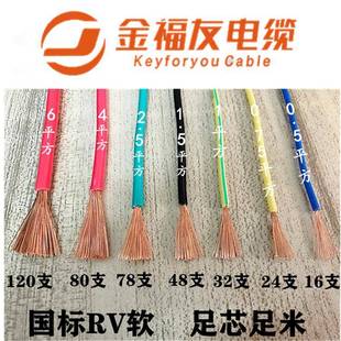 华洋国标铜芯多股软电线RV0.5平方0.75 1.5平2.5平方4平6电子线