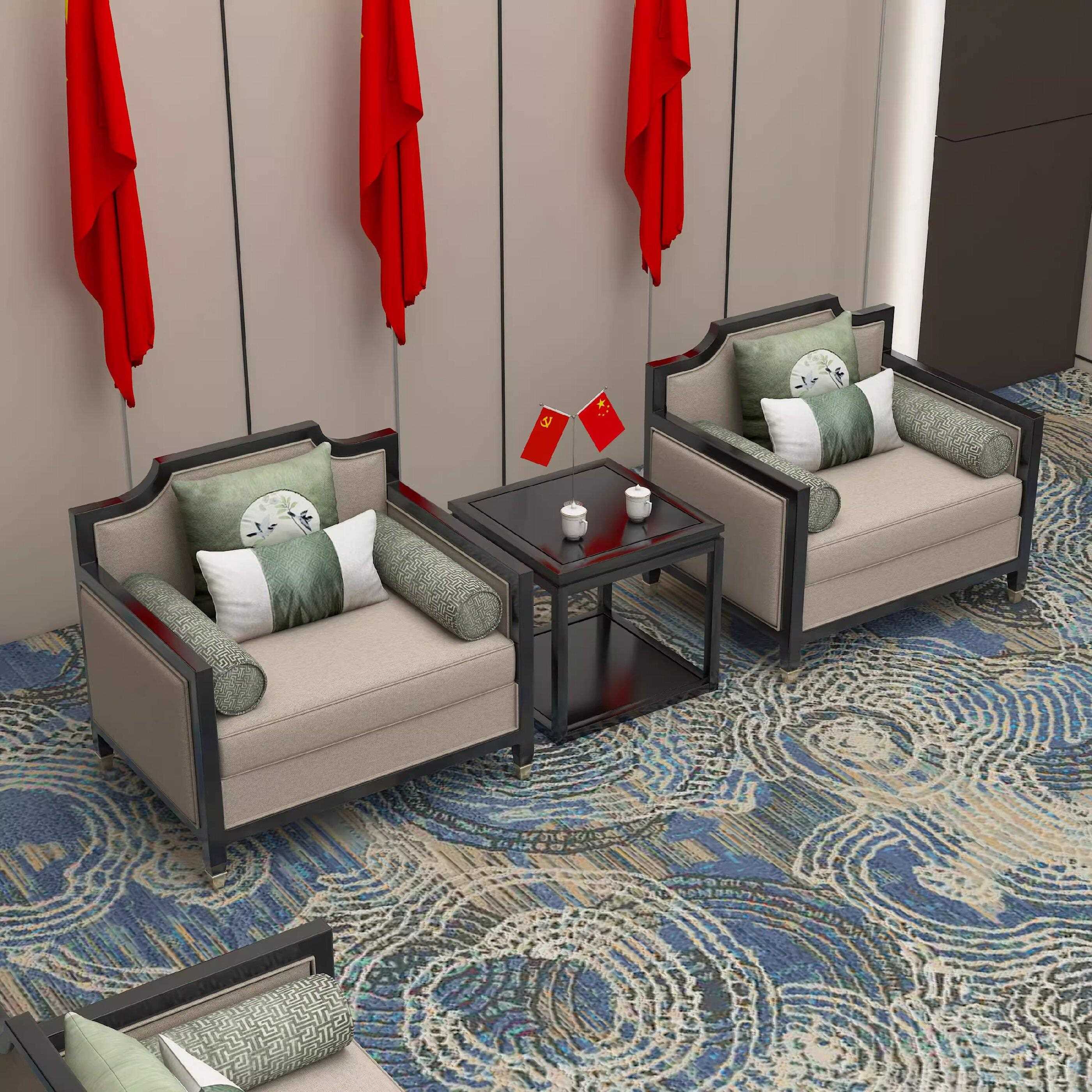 新中式会议室沙发酒店售楼处大堂接待贵宾办公室沙发商务会客家具