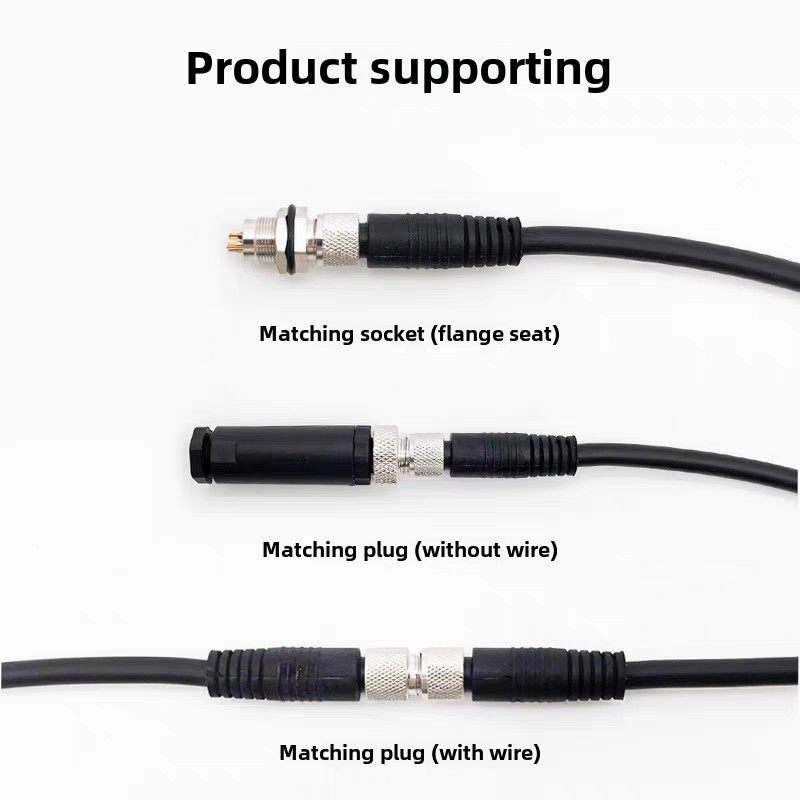 M8连接器传感器接头线束3孔4芯5孔6针8芯航空插头PVC信号电源线