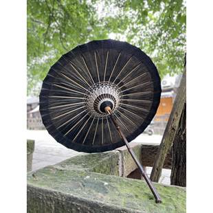 许家油纸伞黑色浸染紫竹伞杆新中式极简做旧复古晴雨两用拍摄道具