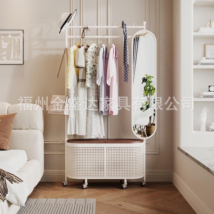 家用室内脏衣篮衣架落地卧室挂衣架可移动带轮晾衣衣帽架收纳架