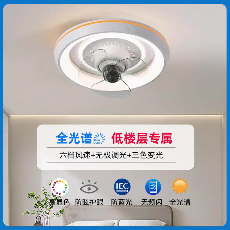 现代简约智能电风扇吸顶灯餐厅客厅风扇灯家用摇头吸顶风扇灯