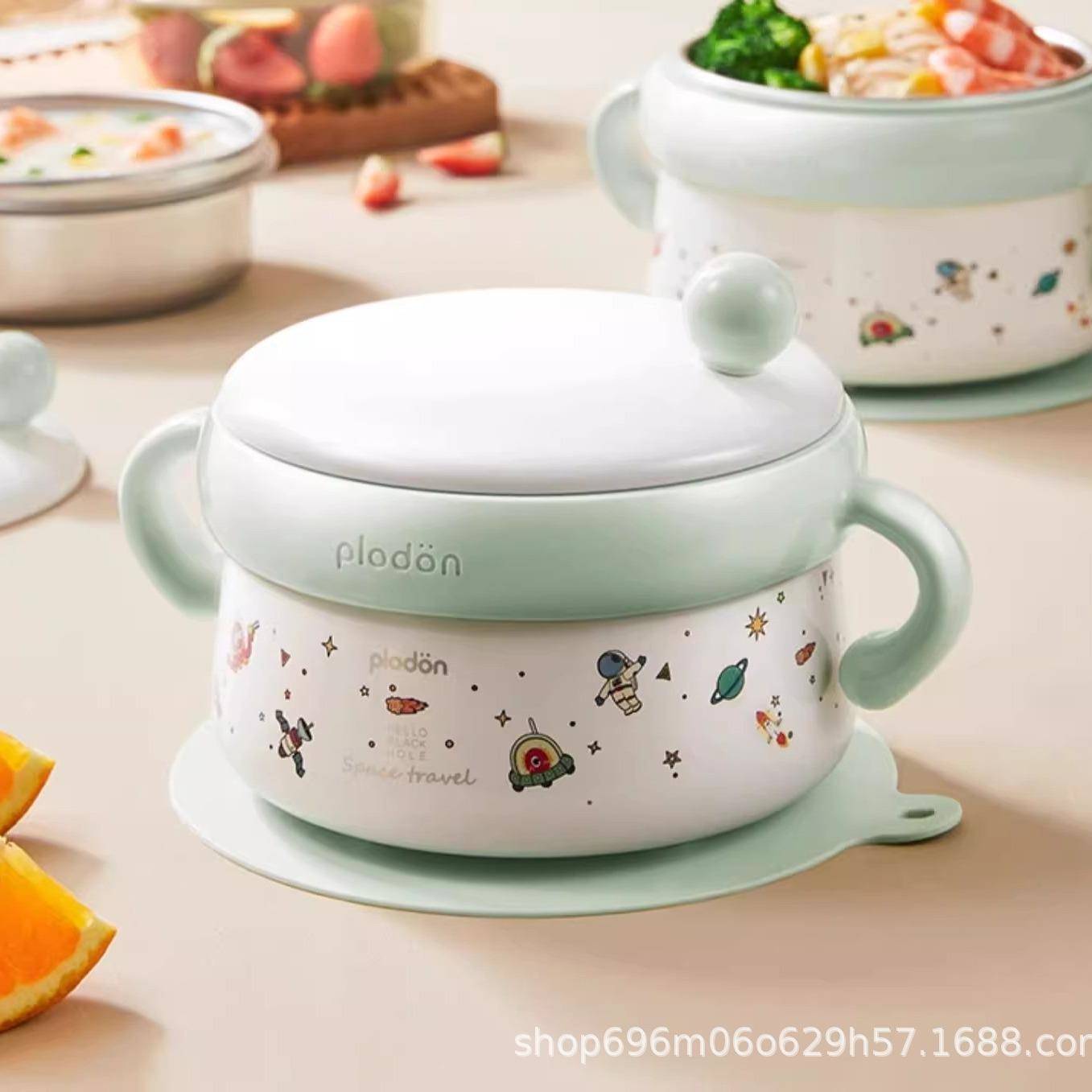 浦利顿婴幼儿注水保温碗宝宝辅食碗专用不锈钢恒温碗儿童餐具套装