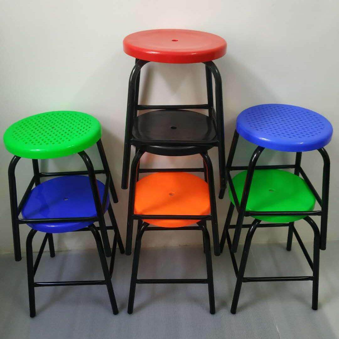 22管加粗加固塑胶凳四脚圆凳车间流水线专用防静电圆凳子