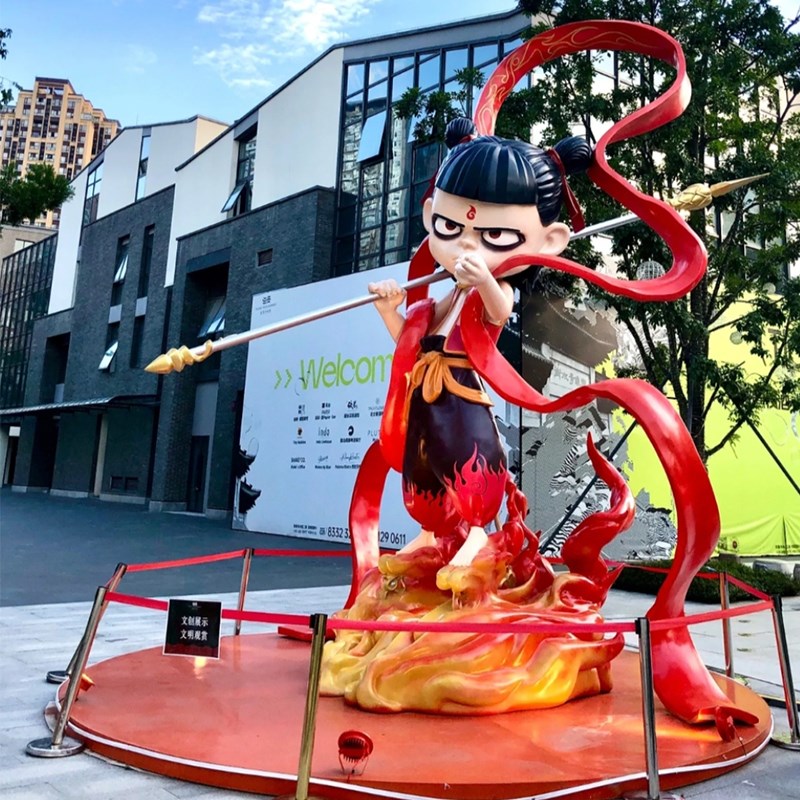 哪吒魔童玻璃钢雕塑敖丙人物模型商场落地户外美陈景区装饰大摆件