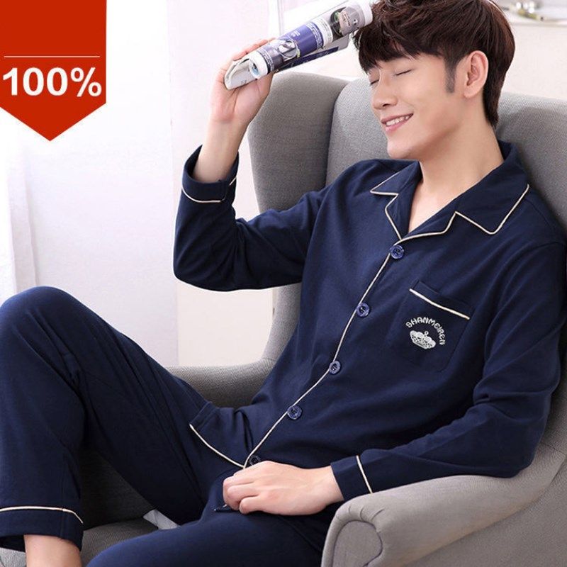 100% Cotton Pijama for Men 2 Pieces Lounge Sleepwear Pyjamas