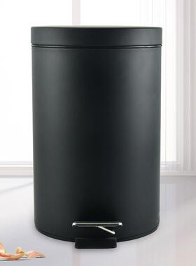 12L喷漆脚踏式黑色垃圾桶厨房家用卫生间清洁不锈钢垃圾桶