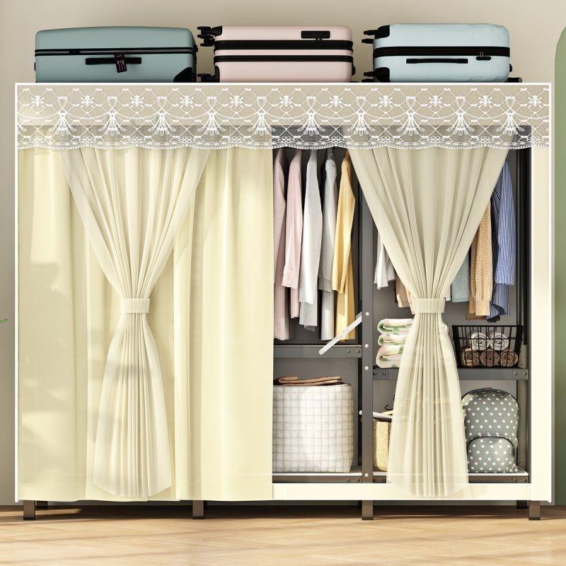 衣柜免安装折叠式简易衣柜家用卧室出租房加固钢架结构收纳挂衣橱