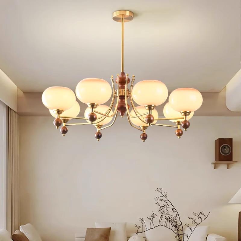 法式中古风客厅灯田园柿子罩吊灯卧室餐厅美式复古装饰实木灯具