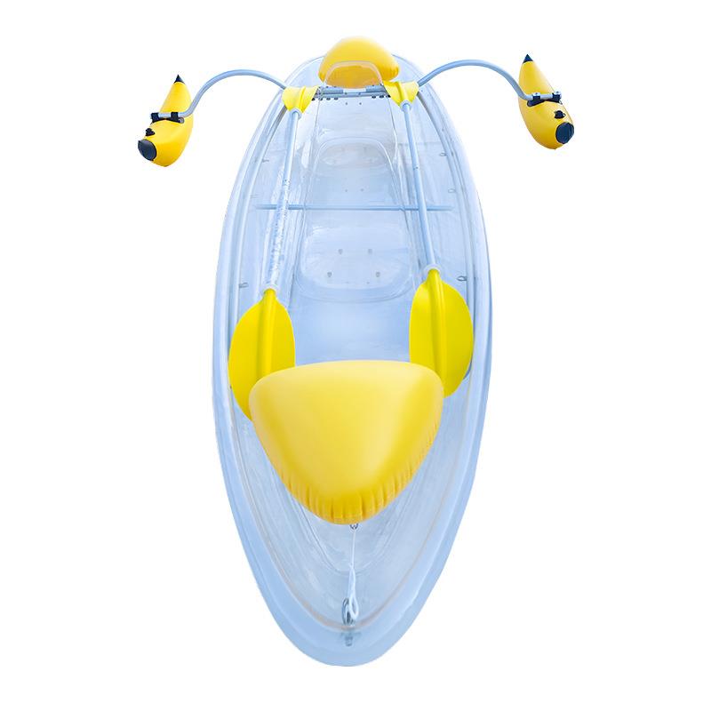 工厂新款带平衡杆香蕉形状PC透明船清澈见底的独木舟带桨