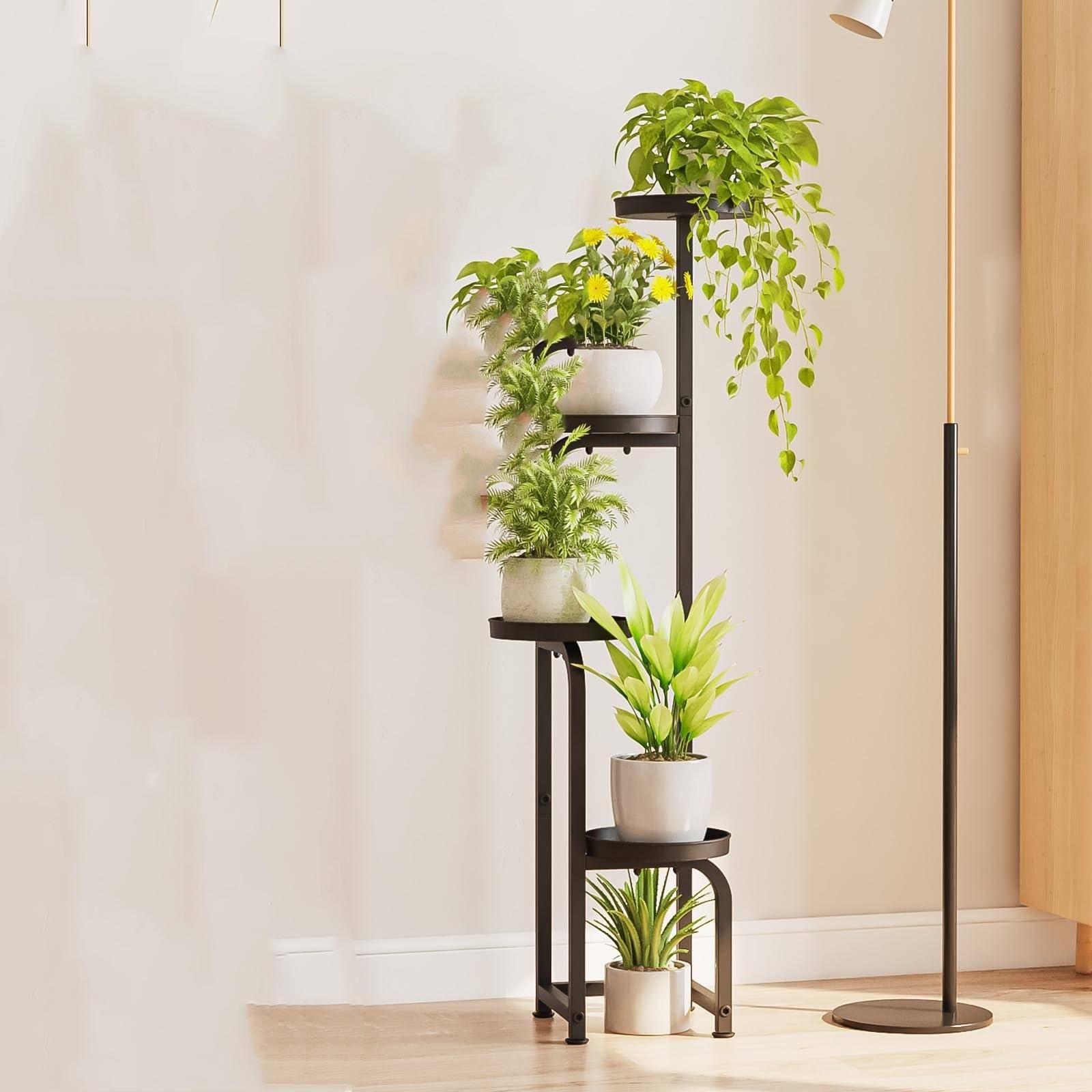高大的室内户外植物支架角落金属花盆架4层重型植物架