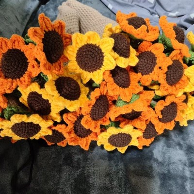 花束毯子材料包向日葵成品手工编织午睡保暖,家居装饰 礼物送朋友