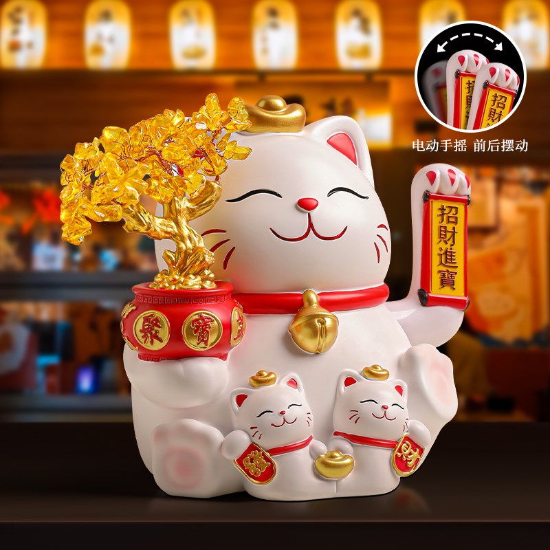 招财猫自动招手收钱二维码摆件店铺收银台前台发财猫新店开业礼物