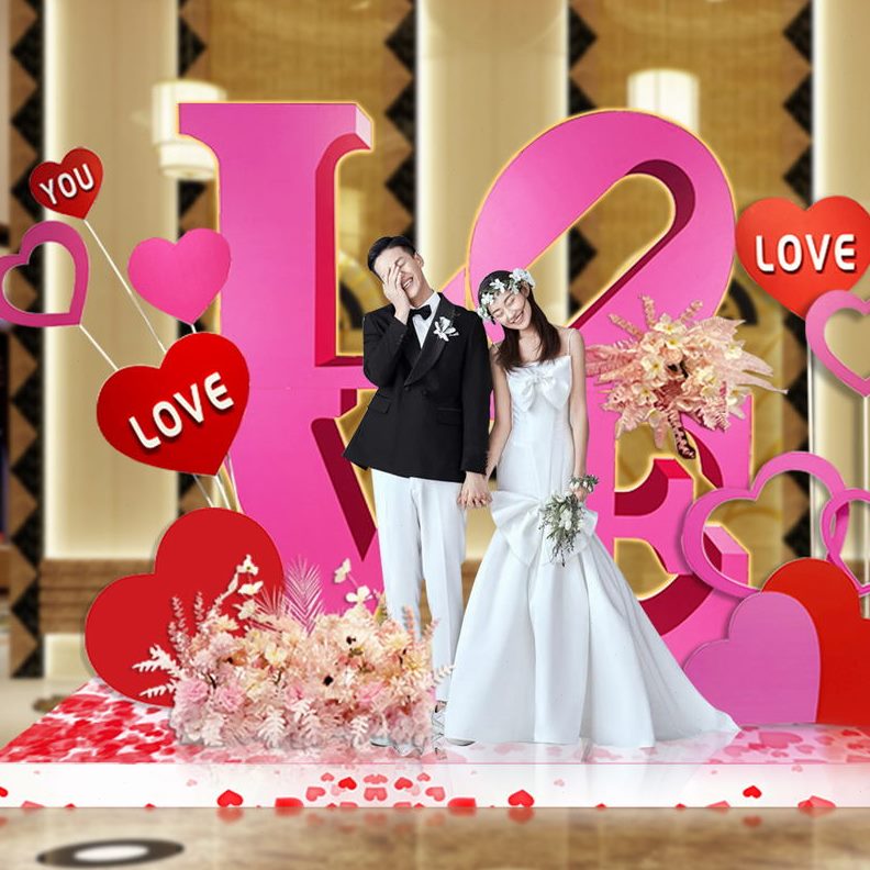 点美陈摆件店氛心婚庆商场爱围布橱窗装饰网红dp置珠宝七夕情人节