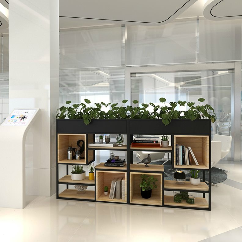 矮绿萝实木隔板花架客厅落地书架置物架隔断屏风现代简约铁艺花架