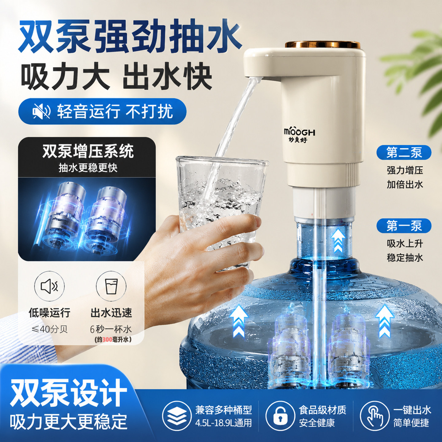 双泵双孔快速出水电动抽水器