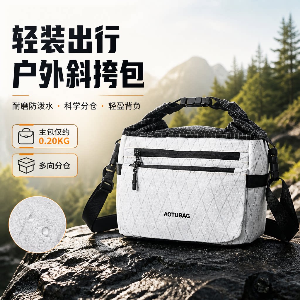 户外徒步轻量多功能斜挎水壶包