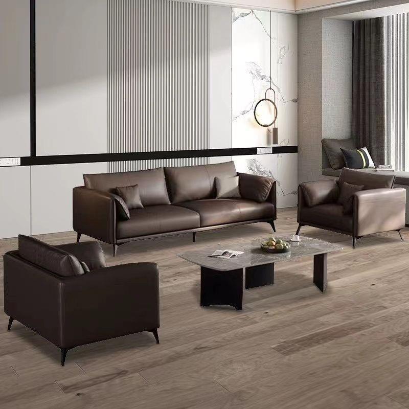 高端办公沙发高档猫抓皮商务老板会客洽谈接待现代办公室简约组合